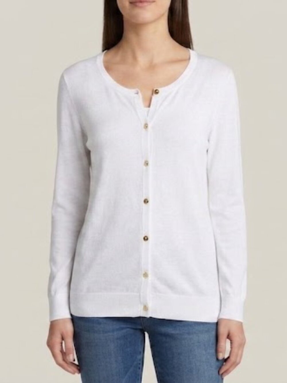 Jones New York White Lightweight Button-Front Cardigan size XL